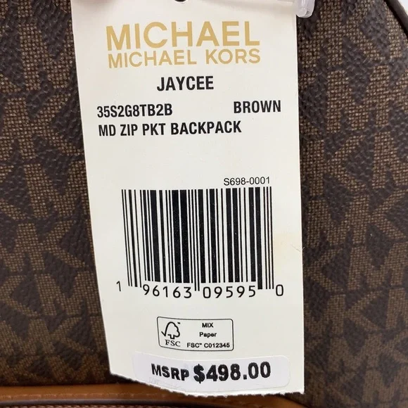 MICHAEL KORS JAYCEE MEDIUM BACKPACK BROWN SIGNATURE COLOR
